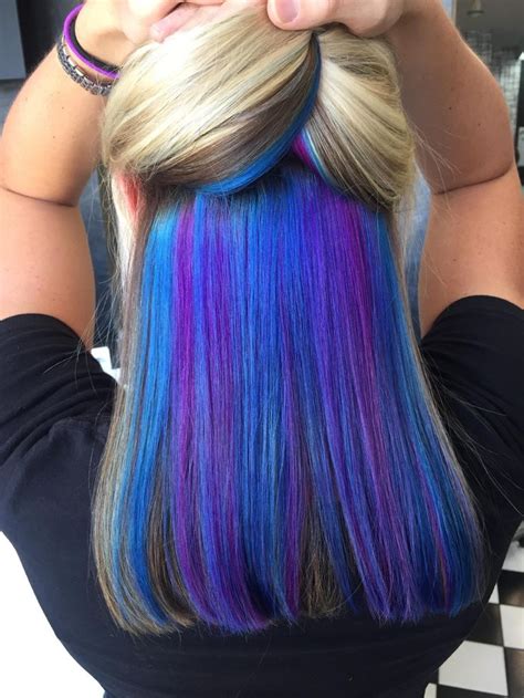 Peekaboo Blue Purple Hidden Hair Color Hair Color Underneath