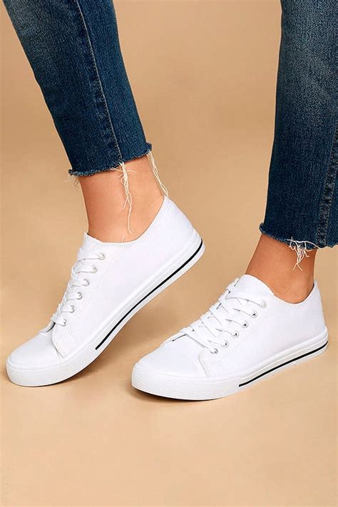 Cute White Sneakers Lace Up Sneakers Canvas Sneakers 2500 Lulus