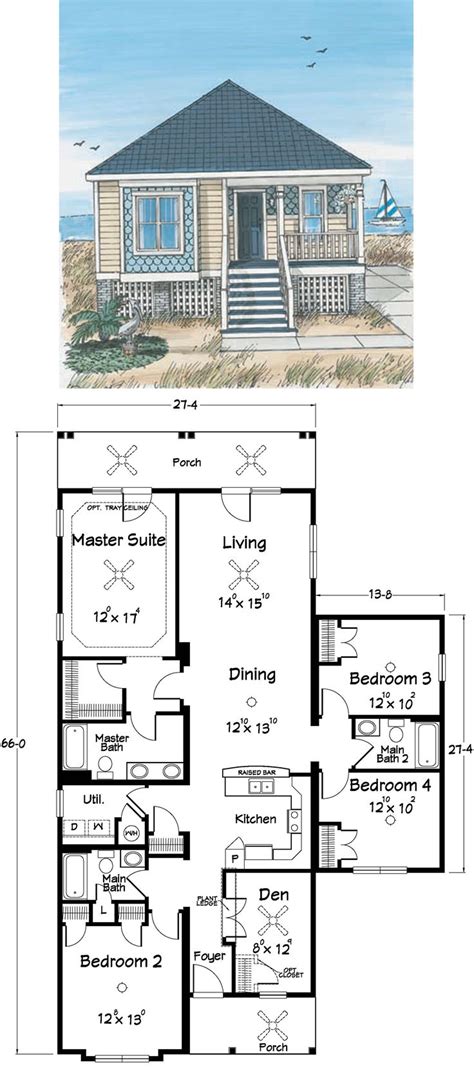 Top 4 Bedroom Beach House Floor Plans Great Concept