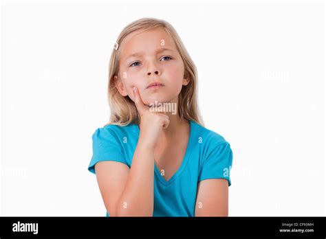 Little Girl Thinking Stock Photo Alamy