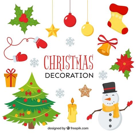 Assortment Of Christmas Decorations Vector Free Download