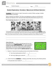 Natural and artificial student exploration natural selection answer. Gizmo_--_Evolution_Natural__Artificial_Selection_Student ...