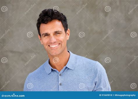 Handsome Older Man Smiling Stock Photo Image Of Casual 91669818