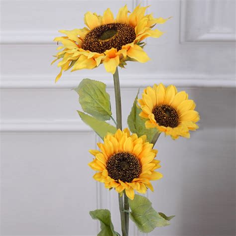 88cm 1 Bouquet 3 Heads Artificial Sunflower Silk Flower Home Garden