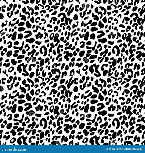 Black On White Leopard Print Seamless Repeat Pattern Background Stock