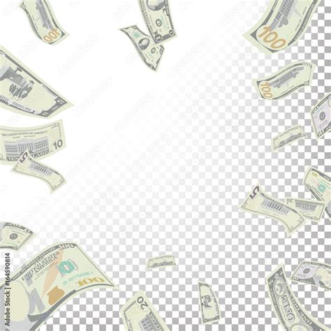 Frame From Flying Dollar Banknotes Vector Cartoon Money Bills