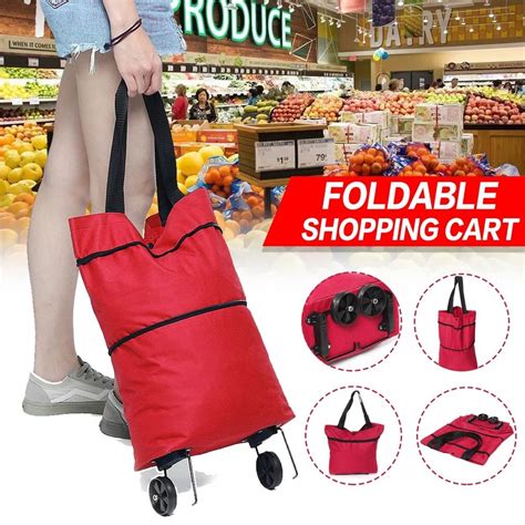 Katlanabilir kadın alışveriş arabası çantası taşınabilir alışveriş
