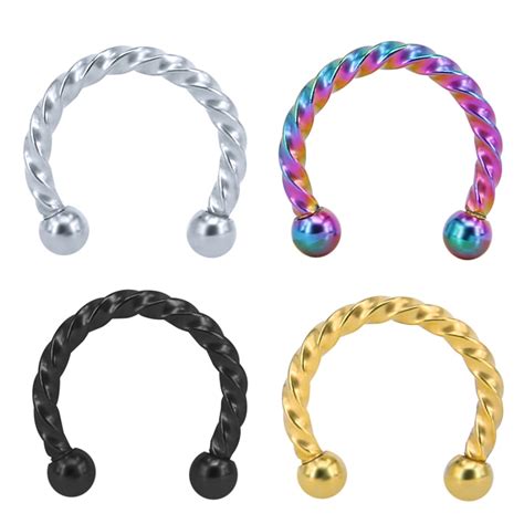 Trendy New Design Nose Rings Stainless Steel Horseshoe Nose Hoop Spiral