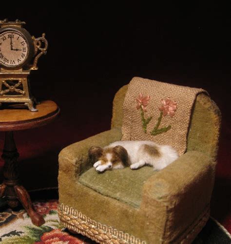 Dollhouse Miniature Handmade Realistic Sculpture 112 Sleeping Dog