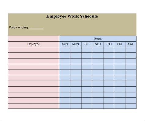 Template Schedule For Work Necmmagiskco 6d336b80