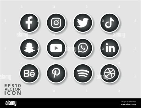 Set Of Popular Social Media Icons Social Media Icons Pack Social Media