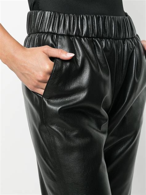 ANINE BING Leather Effect Elasticated Pants Farfetch