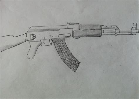 How To Draw An Ak 47 On Paper At How To Draw