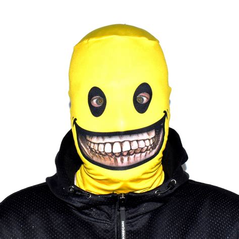 Smiley Grin Design 3d Effect Lycra Fabric Face Mask Halloween Scary
