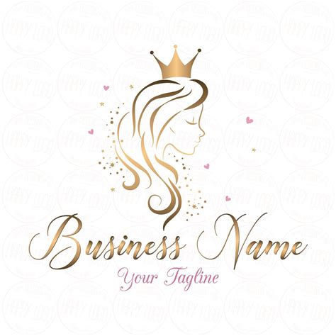 Digital Custom Logo Design Hair Crown Beauty Logo Gold Girl Etsy In