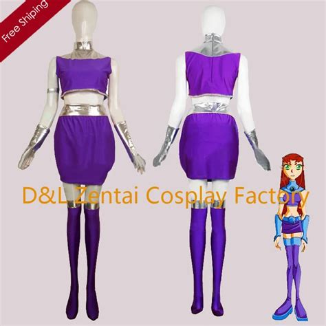 free shipping dhl adult purple lycra dc comics starfire superhero costume halloween party