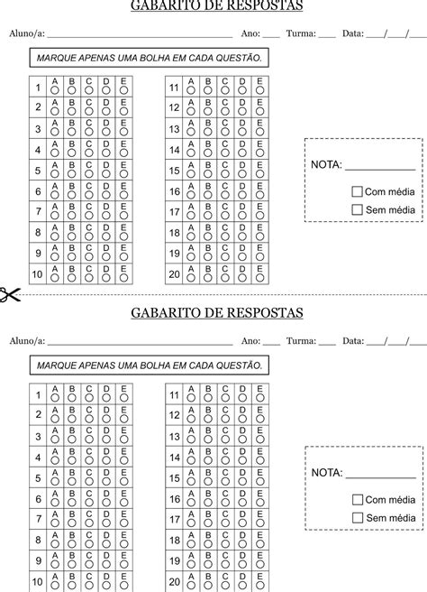 Resultado De Imagem Para Modelo De Gabarito Abcd Educação Para O