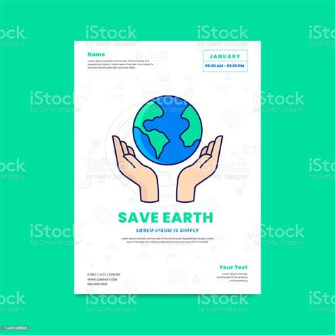 Desain Poster Save Earth Ilustrasi Vektor Perawatan Global Ilustrasi