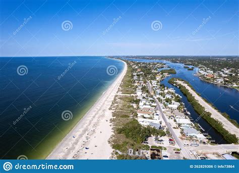 Aerial Drone Nokomis Beach Gulf Of Mexico On Casey Key In Nokomis