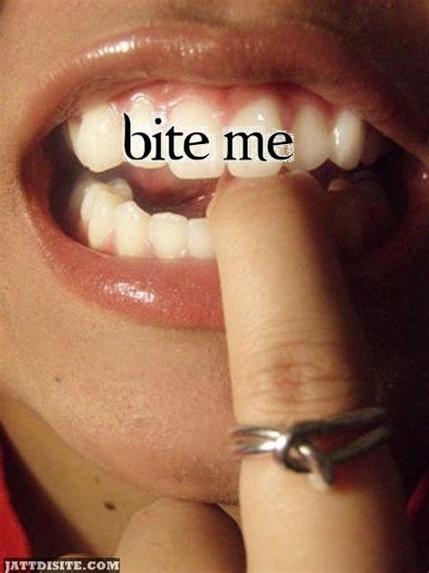 bite me girl bite her finger with teeths