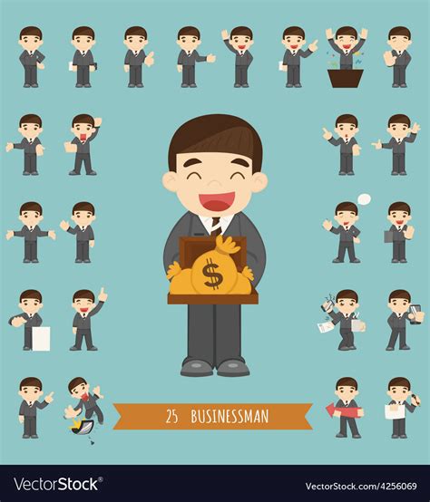 Set Of Businessman Character Royalty Free Vector Image
