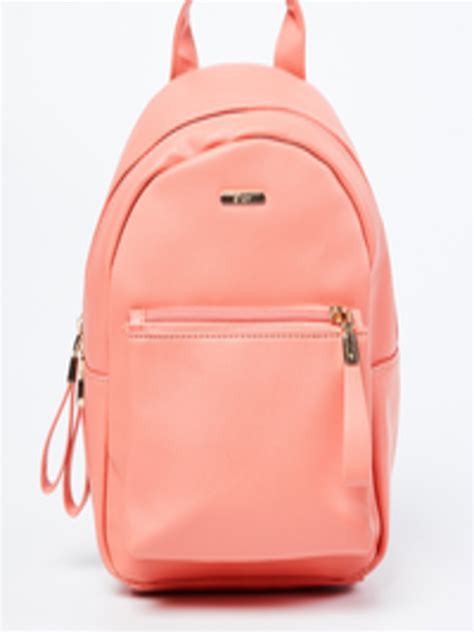 Buy Ginger By Lifestyle Women Peach Coloured Solid Backpack Backpacks