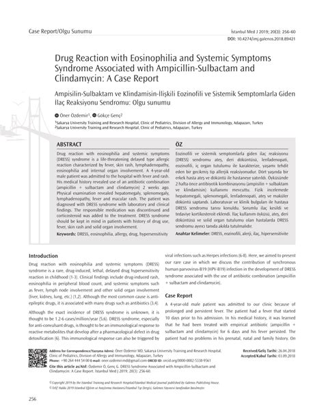 Pdf Drug Reaction With Eosinophilia And Systemic Symptoms Syndrome Associated With Ampicillin