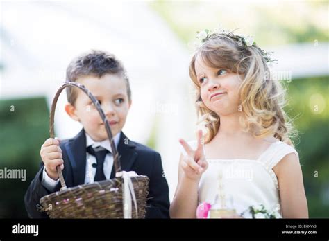 Flower Girl And Boy At A Wedding Stock Photo Alamy