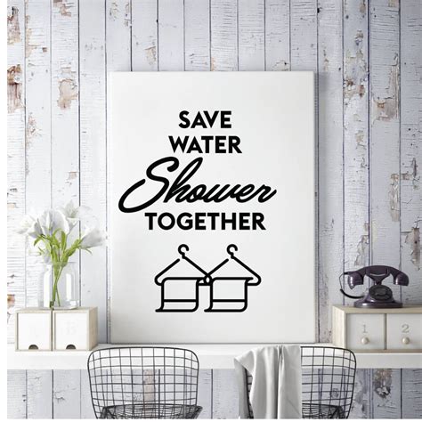 Save Water Shower Together Printable Art Bathroom Print Etsy