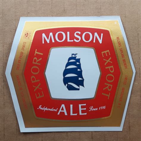 Molson Export Ale Beer Label Molsons Capilano Brewery Vancouver Bc