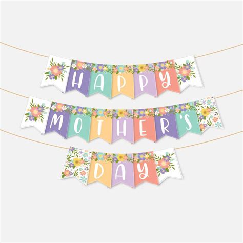 Printable Floral Mothers Day Banner Template Hadley Designs