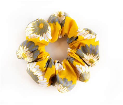 Yellow Flower Scrunchie Floral Scrunchie Summer Hair Ties Etsy