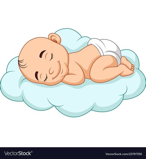 Cartoon Baby Sleeping On A Cloud Vector Image On Vectorstock In 2020