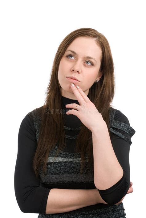 Beautiful Young Woman Thinking Stock Photo Image Of Pensive Looking