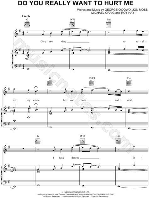 Culture Club Do You Really Want To Hurt Me Sheet Music In G Major Download And Print Sku