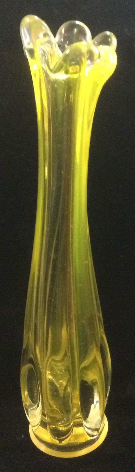 Vintage Swung Glass Vase Stretch Glass Bud Vase Yellow Etsy