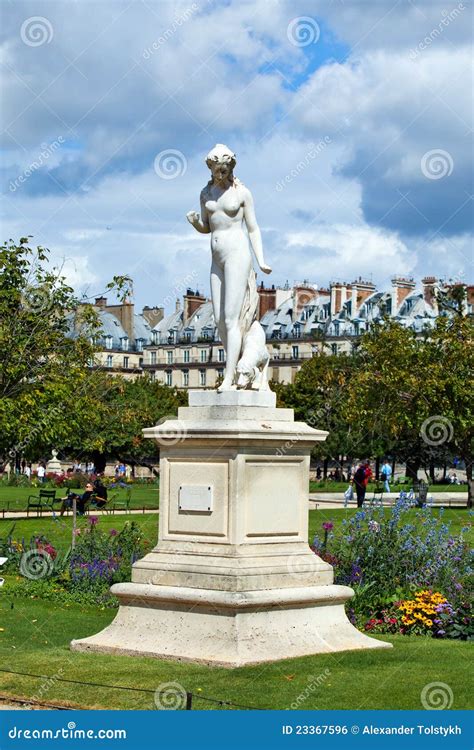 Marble Statuenymphe In Tuileries Garden Pari Stock Photo Image Of