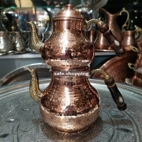 Turkish Arabic Teapot Set Handmade Copper Tea Pot Set Thick Copper In