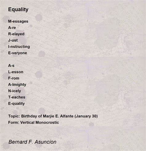 Equality Equality Poem By Bernard F Asuncion