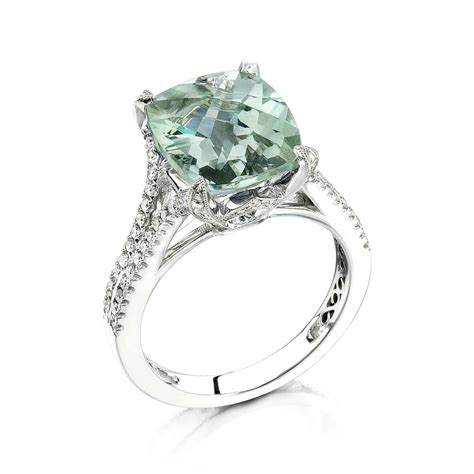 Diamond And Green Amethyst Ring The Diamond Guys Collection