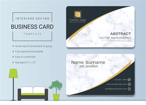 Business Name Card Template For Interior Designer 532157 Vector Art At