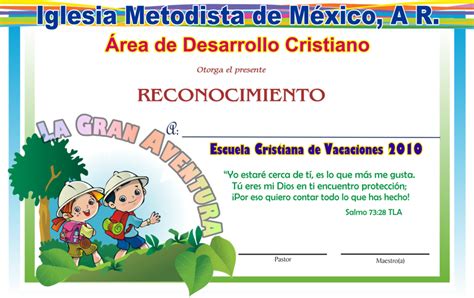 Certificado De Reconocimiento Para Niños Cristianos Imagui