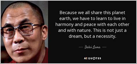 Dalai Lama Quote Because We All Share This Planet Earth We Have To