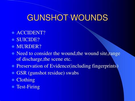 Ppt Gunshot Wounds Powerpoint Presentation Free Download Id1367047