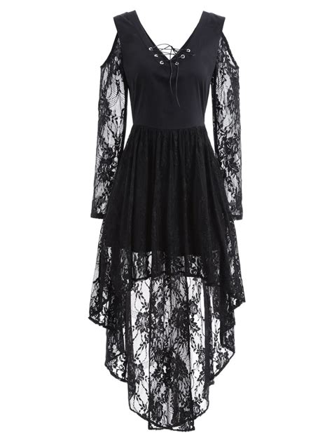 2018 Women Fashion S 5xl Women Gothic Ghost Black Dresses Vintage Lace