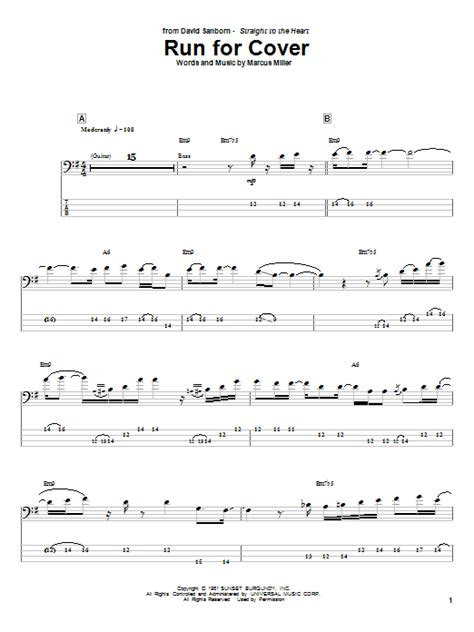 Run For Cover By Marcus Miller Bass Tab Guitar Instructor