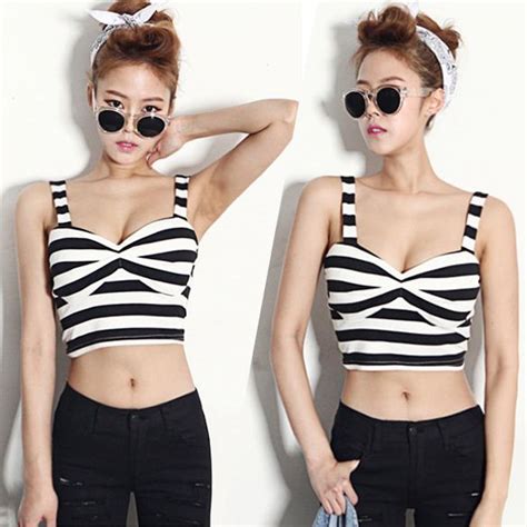 Striped Print Padded Bustier Crop Top Womens Stripes Clubwear Beach Crop Tops