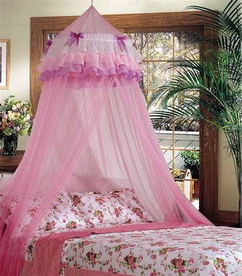 White Lace Bed Mosquito Netting Mesh Canopy Princess Round Dome Bedding