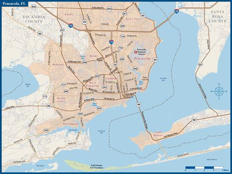 Pensacola Metro Map Digital Vector Creative Force