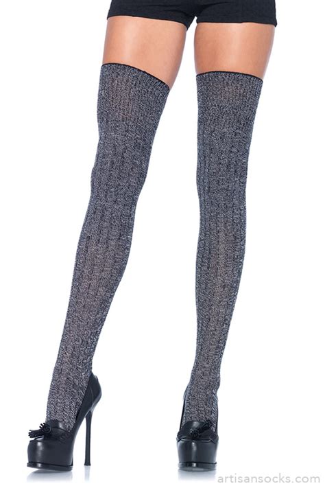 Asian dped in knit stockings 5 min. Rib Knit Thigh Highs in Heather Gray